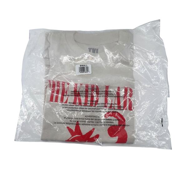 The Kid Laroi Size Small Tee Shirt NEW Short Sleeve Cream Red Sketch - Picture 2 of 3